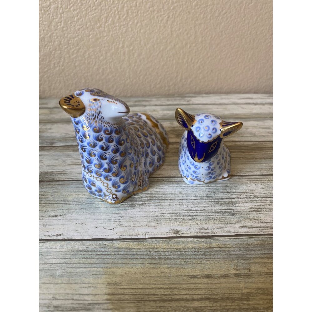 Royal Crown Derby Imari Ram & Lamb Paperweights – Gold Stopper Set of 2 1994 - Picture 2 of 15